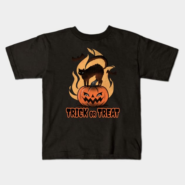 Halloween Trick Or Treat Kids T-Shirt by MONMON-75